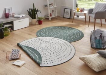 Hanse Home, Kusový koberec Twin-Wendeteppiche 103111 grün creme – na von aj na doma, 140x140 (priemer) kruh, zelená, chodba / predsieň