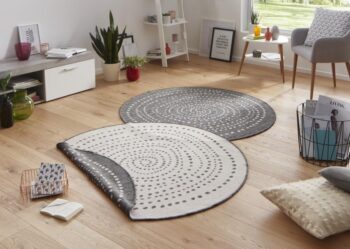 Hanse Home, Kusový koberec Twin-Wendeteppiche 103112 grau creme – na von aj na doma, 140x140 (priemer) kruh, šedá, chodba / predsieň