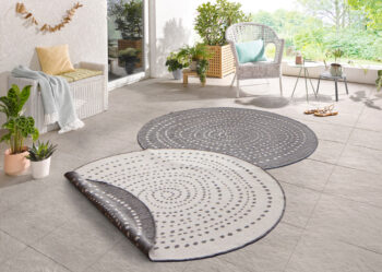 Hanse Home, Kusový koberec Twin-Wendeteppiche 103112 grau creme – na von aj na doma, 140x140 (priemer) kruh, šedá, chodba / predsieň