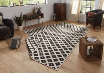 Hanse Home, Kusový koberec Twin-Wendeteppiche 103124 schwarz creme – na von aj na doma, 120x170, čiernobiela, chodba / predsieň
