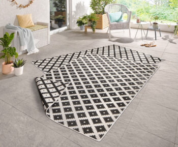 Hanse Home, Kusový koberec Twin-Wendeteppiche 103124 schwarz creme – na von aj na doma, 200x290, čiernobiela, chodba / predsieň