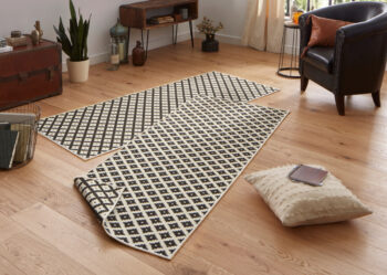 Hanse Home, Kusový koberec Twin-Wendeteppiche 103124 schwarz creme – na von aj na doma, 200x290, čiernobiela, chodba / predsieň