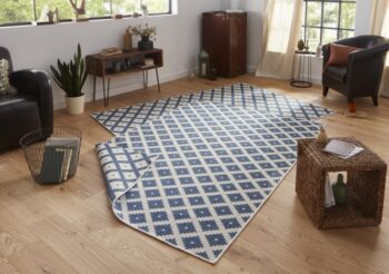 Hanse Home, Kusový koberec Twin-Wendeteppiche 103128 blau creme – na von aj na doma, 80x250, modrá, chodba / predsieň