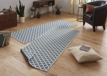 Hanse Home, Kusový koberec Twin-Wendeteppiche 103128 blau creme – na von aj na doma, 80x250, modrá, chodba / predsieň