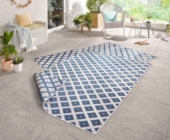 Hanse Home, Kusový koberec Twin-Wendeteppiche 103128 blau creme – na von aj na doma, 80x250, modrá, chodba / predsieň