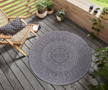 Hanse Home, Kusový koberec Twin-Wendeteppiche 105476 Night Silver kruh – na von aj na doma, 100x100 (priemer) kruh, šedá, chodba / predsieň