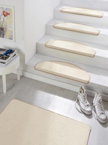 Hanse Home Sada 15ks nášľapov na schody: Fancy 103003 béžové, samolepiaci - 23x65 polkruh (rozmer vrátane ohybu), sada 15 ks
