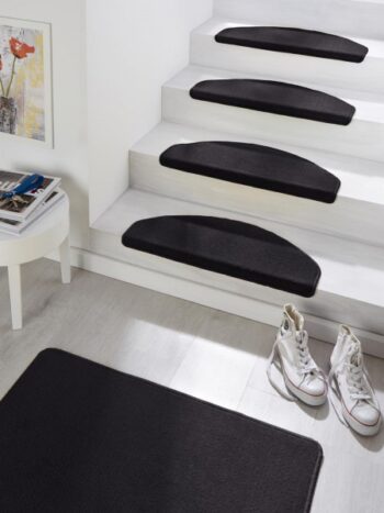 Hanse Home Sada 15ks nášľapov na schody: Fancy 103004 čierne, samolepiaci - 23x65 polkruh (rozmer vrátane ohybu), sada 15 ks