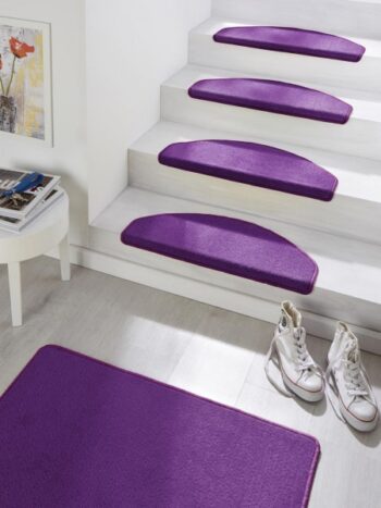 Hanse Home Sada 15ks nášľapov na schody: Fancy 103005 fialové, samolepiaci - 23x65 polkruh (rozmer vrátane ohybu), sada 15 ks