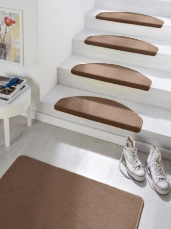 Hanse Home Sada 15ks nášľapov na schody: Fancy 103008 hnedé, samolepiaci - 23x65 polkruh (rozmer vrátane ohybu), sada 15 ks