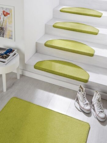 Hanse Home Sada 15ks nášľapov na schody: Fancy 103009 zelené, samolepiaci - 23x65 polkruh (rozmer vrátane ohybu), sada 15 ks