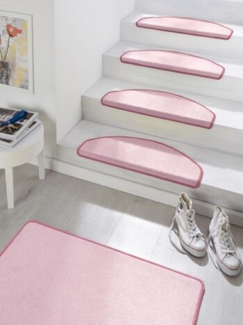 Hanse Home Sada 15ks nášľapov na schody: Fancy 103010 ružové, samolepiaci - 23x65 polkruh (rozmer vrátane ohybu), sada 15 ks