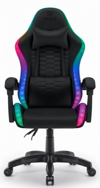Herné kreslo HC-1000 Black LED RGB látkové