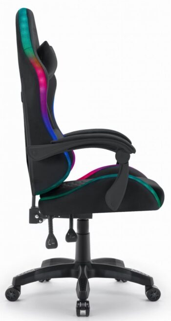 Herné kreslo HC-1000 Black LED RGB látkové