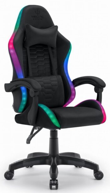 Herné kreslo HC-1000 Black LED RGB látkové