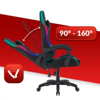 Herné kreslo HC-1000 Black LED RGB látkové