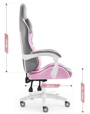 Herné kreslo Rainbow Pink Gray Mesh