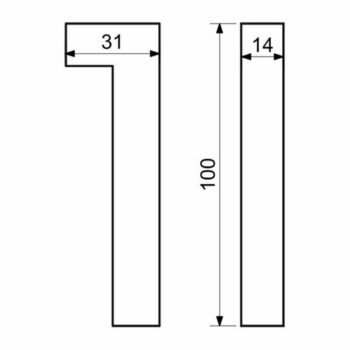 Hliníkové číslo 1 3D štruktúrovaný povrch RN.100LV.1.AL.AM.3D