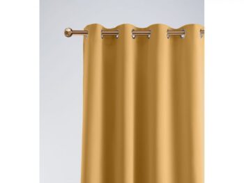 Horčicovo žltý zatemňujúci záves na kruhy 140 x 250 cm