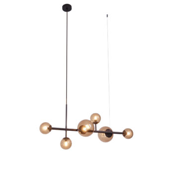 Hotelová elegantná závesná lampa tmavý bronz s bronzovým sklom 6-svetiel - Monaco