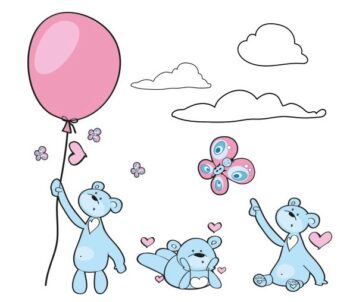 Hravá modro ružová nálepka na stenu zaľúbené myšky 100 x 200 cm