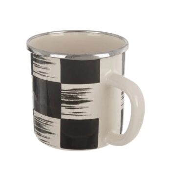 Hrnček smalt ŠACHOVNICA Lem 0,41 l, pr. 8,8 cm