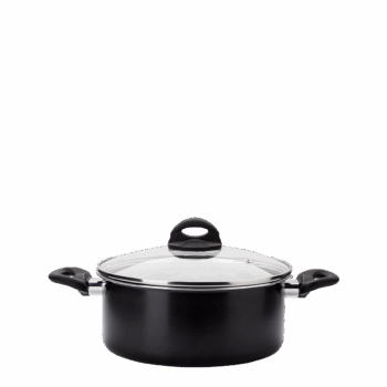 Hliníkový hrniec s priemerom 24 cm je potretý tepelne odolným lakom. Vnútro pokrýva nepriľnavý povrch, vďaka ktorému pripravíte jedlo s minimálnym množstvom oleja. Vnútorné dno tvorí štruktúra včelieho plástu, čo zvyšuje odolnosť voči poškriabaniu. Aby ste sa počas varenia cítili príjemne, rukoväť je vyrobená s povrchovou úpravou soft touch.
