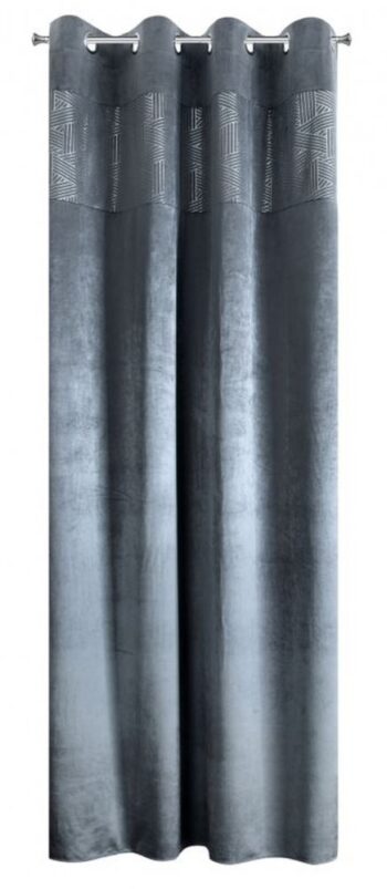 Hrubý sivý záves s dekoračnou vrchnou časťou 140 x 250 cm Dĺžka: 250 cm