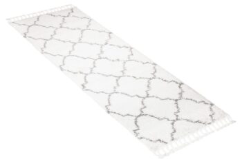 Huňatý biely vzorovaný behúň Šírka: 100 cm | Dĺžka: 400 cm