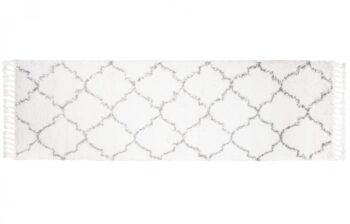 Huňatý biely vzorovaný behúň Šírka: 80 cm | Dĺžka: 250 cm