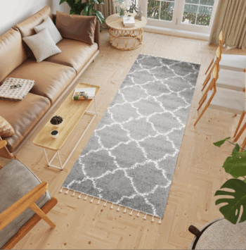 Huňatý šedý vzorovaný behúň Šírka: 100 cm | Dĺžka: 400 cm