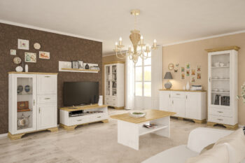 Očarujúca rohová komoda so zásuvkou IGINS CCH si Vás získa svojimi provensálskymi prvkami, ako sú zaujímavé ornamentové úchytky, vrchná doska komody ukončená ozdobnou lištou či netradičné riešenie nožičiek. Farebné prevedenie sosna Andersen je krásne doplnené prevedením dub zlatý, farby spolu…