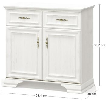 Očarujúca dvojdverová komoda so zásuvkami IGINS CH-2D2DRW si Vás získa svojimi provensálskymi prvkami, ako sú zaujímavé ornamentové úchytky, vrchná doska komody ukončená ozdobnou lištou či netradičné riešenie nožičiek. Farebné prevedenie sosna Andersen je krásne, elegantné, pôsobí čisto…