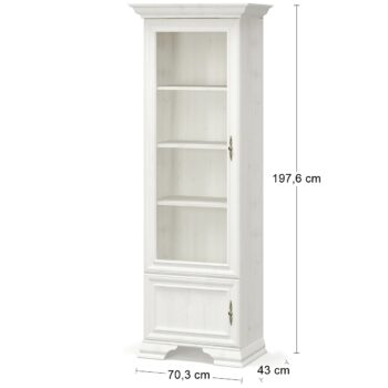 Vitrína IGINS PB-1W1D si Vás získa svojou eleganciou a provensálskymi prvkami, ako sú zaujímavé ornamentové úchytky, vrchná doska ukončená ozdobnou lištou či netradičné riešenie nožičiek. Farebné prevedenie sosna Andersen je krásne, elegantné, pôsobí čisto a upokojujúco a na nábytku vytvára krásny…