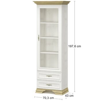 Vitrína IGINS PB-1W2DRW si Vás získa svojou eleganciou a provensálskymi prvkami, ako sú zaujímavé ornamentové úchytky, vrchná doska ukončená ozdobnou lištou či netradičné riešenie nožičiek. Farebné prevedenie sosna Andersen je krásne doplnené prevedením dub zlatý, farby spolu dokonale ladia…