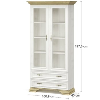 Vitrína IGINS SC-2W2DRW si Vás získa svojou eleganciou a provensálskymi prvkami, ako sú zaujímavé ornamentové úchytky, vrchná doska ukončená ozdobnou lištou či netradičné riešenie nožičiek. Farebné prevedenie sosna Andersen je krásne doplnené prevedením dub zlatý, farby spolu dokonale ladia…