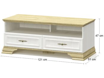 Elegancia a dizajn TV stolíka IGINS TV-2DRW sa bude nádherne vynímať vo Vašej obývačke. Získa si Vás tiež svojou eleganciou a provensálskymi prvkami, ako sú zaujímavé ornamentové úchytky, vrchná doska ukončená ozdobnou lištou či netradičné riešenie nožičiek. Farebné prevedenie sosna Andersen je…