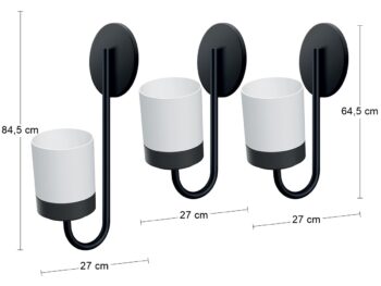 NABBI IKBH3S kvetináč na stenu (3 ks) biela / čierna – Obrázok 2