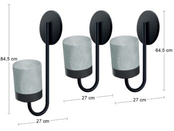 NABBI IKBH3S kvetináč na stenu (3 ks) sivý betón / čierna – Obrázok 2