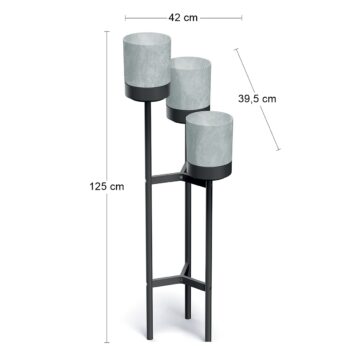 NABBI IKD3H kvetináč sivý betón / čierna – Obrázok 2