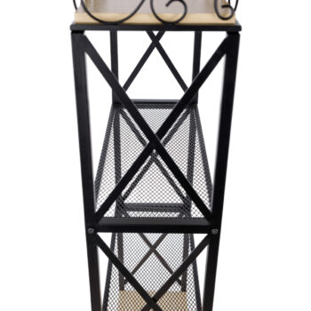 KONDELA Ildon kovový regál so zásuvkami čierna / prírodná – Obrázok 11