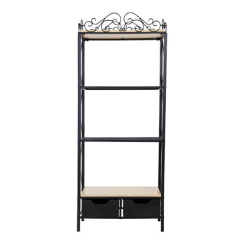 Predstavujeme vám kovový regál so zásuvkami Ildon, ktorý je dokonalým spojením moderného dizajnu a praktickosti. Tento elegantný kus nábytku v čiernej a prírodnej farbe sa stane štýlovým doplnkom vášho interiéru, či už ho umiestnite do obývačky, spálne alebo pracovne.