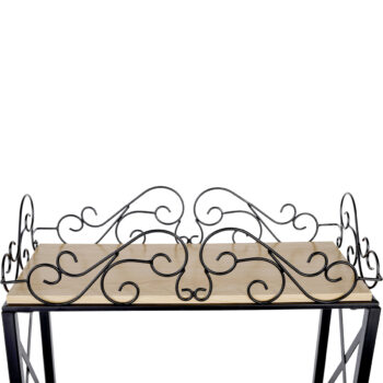 KONDELA Ildon kovový regál so zásuvkami čierna / prírodná – Obrázok 5