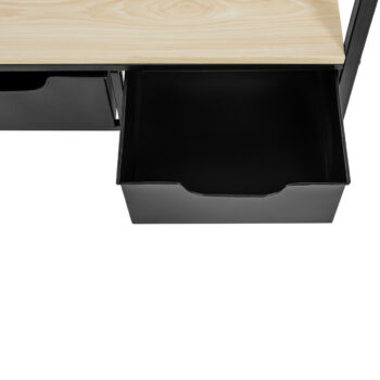 KONDELA Ildon kovový regál so zásuvkami čierna / prírodná – Obrázok 9