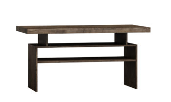 Konferenčný stolík I-13 je jedným z 25 prvkov sektorového nábytku INDIE. Tento nábytok je navrhnutý v štýlovom dizajne s jasnou štruktúrou dreva. Spolu s výnimočnou hrúbkou dosky a patinovou úpravou dáva nábytku rustikálny nádych. Stolík I-13 ponúka 2 odkladacie poličky ako aj hornú dosku, vhodnú na položenie dekorácie či občestvenia. Nábytok je vyrobený z kvalitnej LTD dosky, ktorá je opatrená ochrannou ABS hranou. Farebné prevedenie: jaseň tmavý.  Rozmery (v/š/h): 60 x 120 x 60 cm. Hrúbka dosky je 16 /48 mm. Dodávame v demontovanom stave.Sektorový nábytok INDIE je v ponuke v 4 farebných odtieňoch: jaseň tmavý, dub grandson, jaseň svetlý alebo craft biely. Ponúka viacero elementov, z ktorých si môžete zariadiť útulnú obývačku, jedáleň, spálňu ale aj pracovňu. Variabilita a funkčnosť nábytku zaručí praktické využitie priestoru. Jedinečný vzhľad nábytku vnesie do  každej miestnosti nezameniteľnú atmosféru a dodá mu šmrnc. 