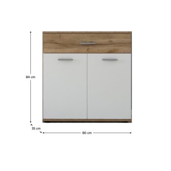 Dvojdverová komoda so zásuvkou Iria 2D1S E je elegantným a praktickým riešením pre váš interiér. Vďaka svojmu modernému vzhľadu a kombinácii farieb dub wotan a biela sa stane štýlovým doplnkom každej miestnosti. Táto komoda je ideálna na uskladnenie rôznych predmetov, či už…