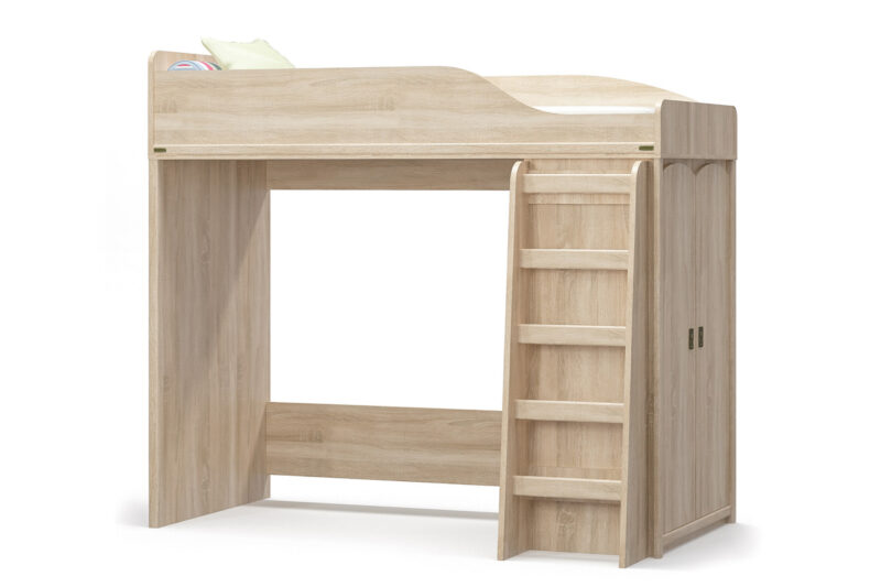 IZABELA poschodová posteľ jednolôžková Poschodová posteľ IZABELA je v dizajnovom a atraktívnom prevedení. Je vhodná do moderných detských izieb. Zaujme aj náročnejších zákazníkov.Posteľ je vyrobená z kvalitných LTD dosiek, ktoré sa ľahko udržiavajú. Je vo farebnom prevedení: dub sonoma.Poschodová posteľ IZABELA je jednolôžková, vyvýšená. Na bočnej strane postele sa nachádza praktická šatníková skriňa. Súčasťou postele nie je rošt a matrac. Je potrebné si ich dokúpiť o veľkosti 90 x 200 cm.Rozmery (š,v,h): 207 x 182 x 97,1 cm.Ďalšie prvky IZABELA sú v našej v ponuke.Dodávame v demontovanom stave.