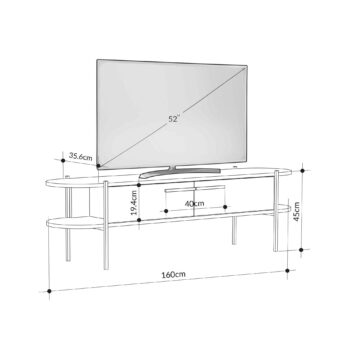 TV Stolík WHISPER: Loftový štýl v retro šedej a bielej kombinácii Oživte svoju obývačku s TV stolom WHISPER, ktorá kombinuje šarm retro šedej s neprekonateľnou čistotou bielej farby. Dokonale ladený industriálny a loftový dizajn sa stáva stredobodom každého moderného interiéru.  Typ tovaru: TV stolík Materiál: Melamín, VT laminát doplnený kvalitným kovom Rozmery: 35.6 x 160 x 46.2 cm Farba: Retro sivá v harmónii s bielou Vybavenie: Praktické výklopné priehradky pre pohodlné skladovanie Štýl: Autentický loftový a industriálny vzhľad < li>Tvar: Klasický obdĺžnikový dizajn Hrúbka materiálu: Robustných 18mm  Dajte svojej obývačke nový rozmer s TV stolom WHISPER. Funkcie a dizajn idú ruka v ruke, aby splnili všetky vaše nároky na dokonalý nábytok.