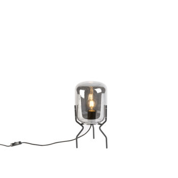 Inteligentná dizajnová stolná lampa čierna s dymovým sklom vrátane wifi A60 - Bliss