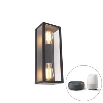 Inteligentná nástenná lampa čierna 38 cm 2-svetlá IP44 vrátane Wifi ST64 - Charlois